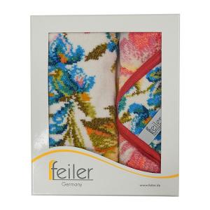 純正ギフトBOX No2 純正ビニール袋付　フェイラー HIBISCUS ハイビスカス ゲストタオル ハンドタオル　レッド セット