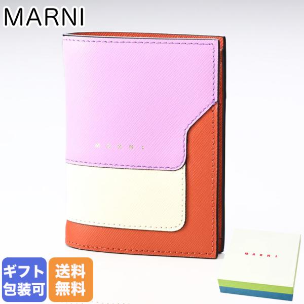 マルニ MARNI 二つ折り財布 レディース ジップ コンパクトウォレット サフィアーノレザー ライ...