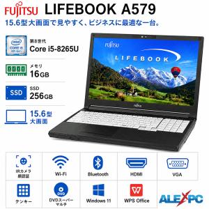 富士通 LIFEBOOK A579 15.6型大画面 テンキー 8世代Core i5-8265U メモリ16GB SSD256GB IRカメラ顔認証 DVDマルチ HDMI VGA Office Windows11中古ノートパソコン