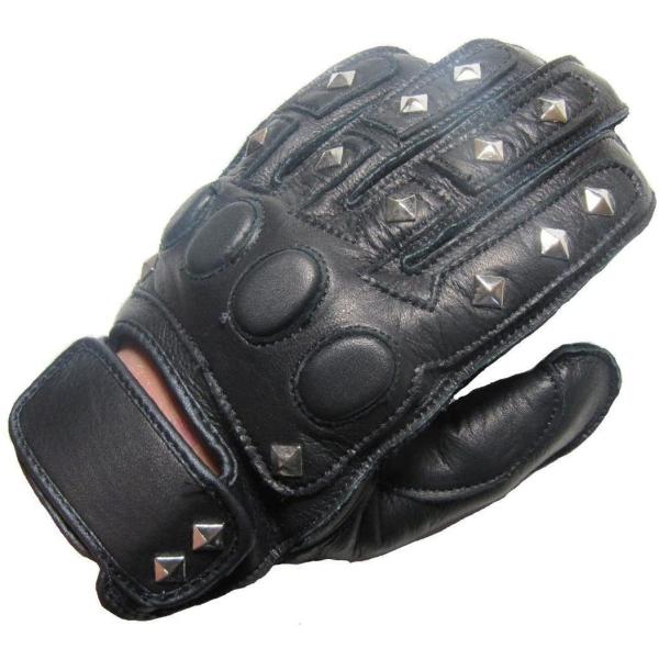 在庫処分特価品!■ 送料無料★アメリカン 牛革（カウハイド）スタッズ付3シーズングローブ  Lサイズ...