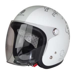 【美品】【アークス(AXS)】シールド付ジェットヘルメット【スヌーピー】マットホワイト axs（アークス） スヌーピー バイカー2 シールド付ジェットヘルメット