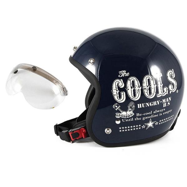 72JAM ジェットヘルメット&amp;シールドセット COOLS HUNGRY MAN - ネイビー  フ...