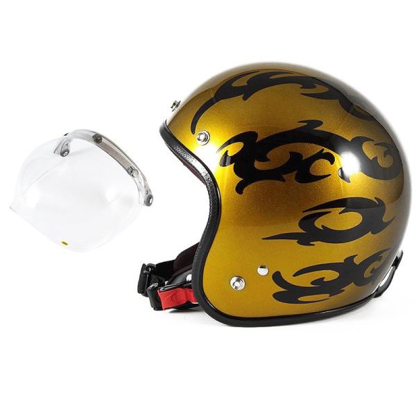 72JAM ジェットヘルメット&amp;シールドセット TRIBAL - ゴールド  フリーサイズ:57-6...