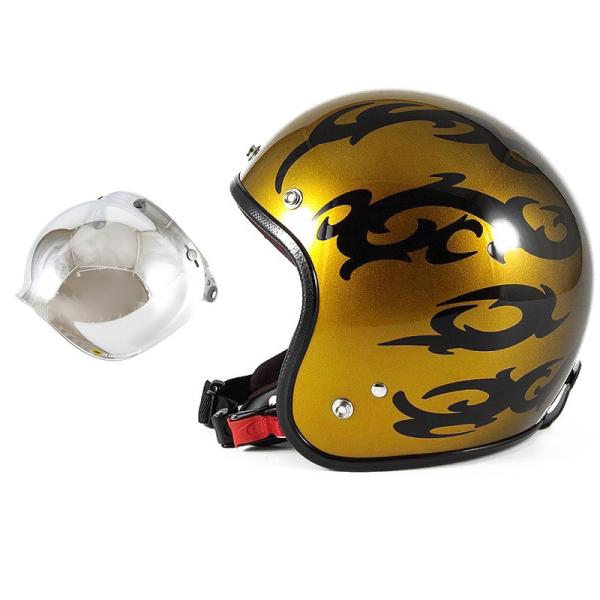 72JAM ジェットヘルメット&amp;シールドセット TRIBAL - ゴールド  フリーサイズ:57-6...