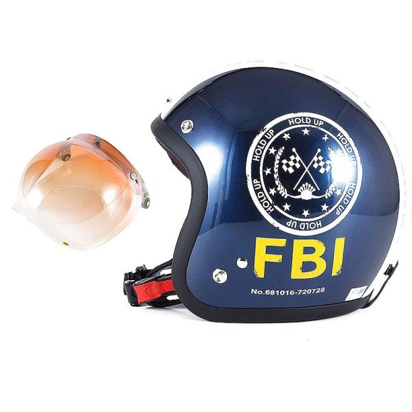 72JAM ジェットヘルメット&amp;シールドセット F.B.I. - ブルーブラック  フリーサイズ:5...