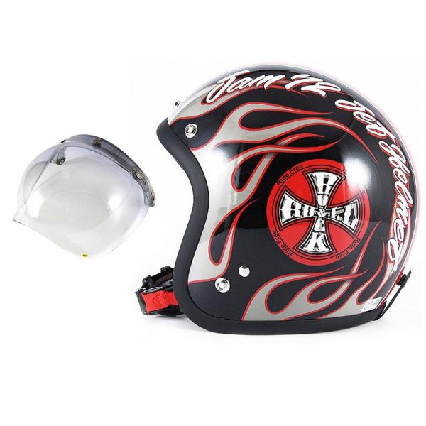 72JAM ジェットヘルメット&amp;シールドセット ROCK&amp;ROLL - ブラックグロス  フリーサイ...