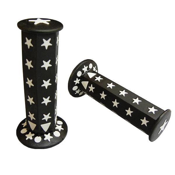 六角グリップ スター(星型)    ブラック 黒 非貫通 22.2mmハンドル汎用品 左右1セット