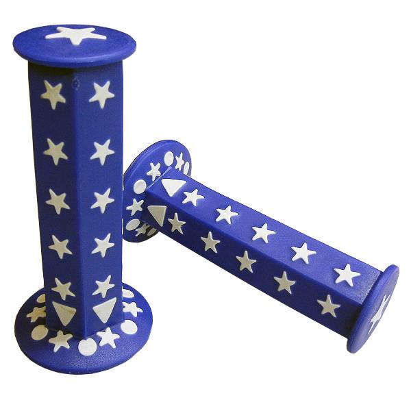 六角グリップ スター(星型)    ブルー 青 非貫通 22.2mmハンドル汎用品 左右1セット