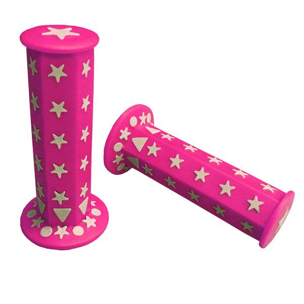 六角グリップ スター 星型     ピンク 非貫通 22.2mmハンドル汎用品 左右1セット