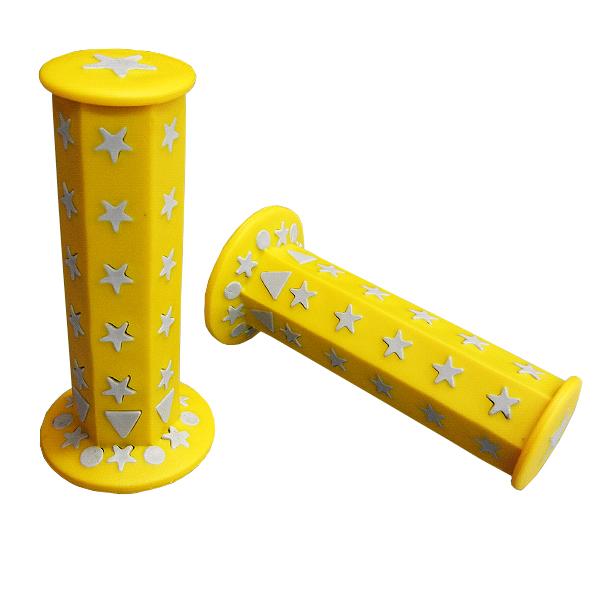 六角グリップ スター(星型)    イエロー 黄色 非貫通 22.2mmハンドル汎用品 左右1セット