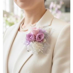 プリザーブドフラワー コサージュ アレンジメント ホワイト ラベンダー 入学式 卒業式 結婚式 雑貨 薔薇 あじさい おしゃれ　 送料無料　　
