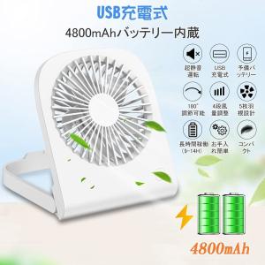 iHoven USB充電式 扇風機【国内在庫一掃】サーキュレーター 折りたたみ式デスクファン  4800mAh大容量 スマホ充電可能 静音運転 風量4段階 卓上扇風機 ファン