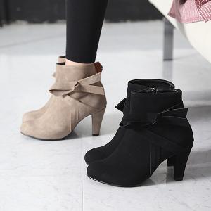 ブーティ ブーティー チャンキーヒール スエード調 ブーティ レディース ファッション レディース 靴 婦人靴 30代 40代