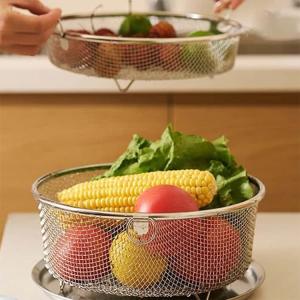 ザル 蒸し器 浅型 蒸し皿 ステンレス ザルせ...の詳細画像3