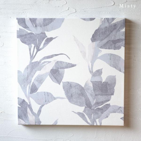 ファブリックパネル 北欧 Misty 40×40cm frozengray リーフ  壁アート ホワ...