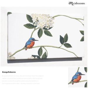 ファブリックパネル 北欧 アートパネル Kungsfiskaren 青い鳥A-type 木 イソヒヨドリ 40×22cm アルビッドソンズテキスタイル｜alice55
