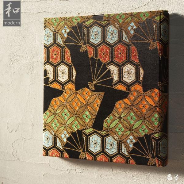 和 小さいファブリックパネル 扇子 20×20cm 旅館 客室 店舗用 木製パネル ファブリックボー...