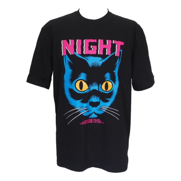 送料無料 NIGHT BLACK CAT プリントＴシャツ ROCK ロックTシャツ バンドTシャツ...
