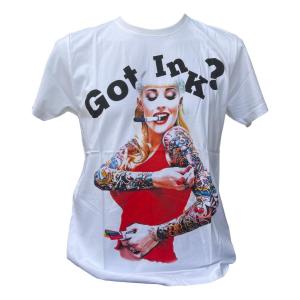 送料無料 GOT INK TATOO 刺青 パロディー プリントＴシャツ ムービーTシャツ バンドTシャツ メンズ レディース ユニセックス 白 ホワイト｜alicealice-select