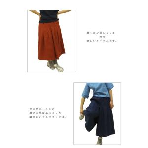 リネン 麻 100% ワイドパンツ ガウチョパ...の詳細画像2