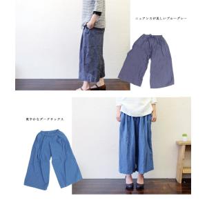 リネン ワイドパンツ 100% ガウチョパンツ...の詳細画像4