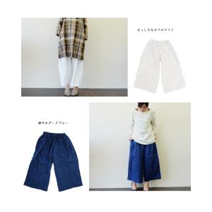 リネン ワイドパンツ 100% ガウチョパンツ...の詳細画像5