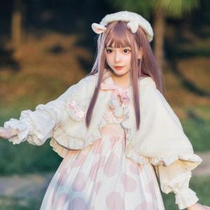 ロリータ 姫系 ケープコート マント ポンチョ コート アウター リボン
