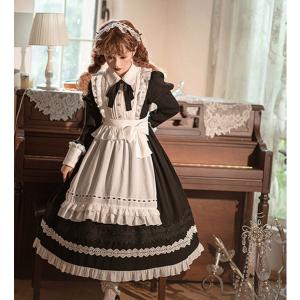 ロリータ メイド 3点セット 秋冬 長袖 コスプレ ワンピース