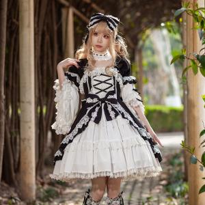 ロリータ スカート 秋冬 ゴシック コットン フリル ロング丈 ロリータ スカート 秋冬 ゴシック コットン フリル ロング丈