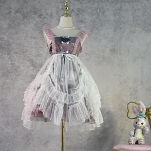 ロリータ オーバースカート スカート チュールスカート ストラップ付 2WAY 丈63cm フリル 華やか