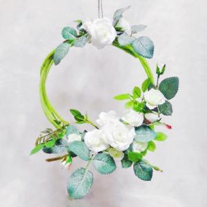 造花・アートフラワー　白薔薇のナチュラルリース