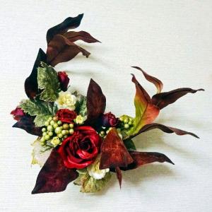 造花・アートフラワー　赤薔薇のガーランド