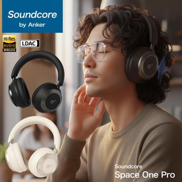 18ヶ月保証 Anker Soundcore Space One Pro ヘッドホン ミッドナイトブ...