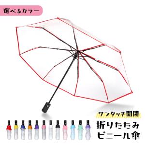 折りたたみ傘 大きい 子供 ビニール傘  メンズ レディース 雨傘 自動開閉 ワンタッチ式 梅雨 透明 持ち運び  無地 ワンポイント 撥水
