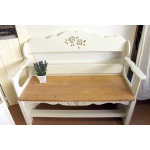 薔薇のカッティングの　カントリーベンチ【家具フェア】★