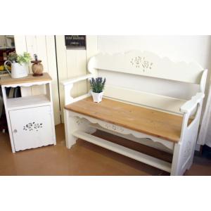 薔薇のカッティングの カントリーベンチ【家具フ...の詳細画像2