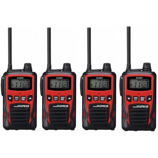 【生産終了品】 アルインコ　特定小電力トランシーバー　DJ-PB20R　4台セット　レッド 20ch...