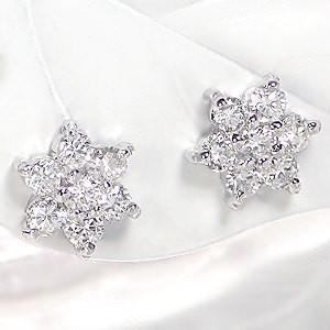 K18 WG ゴールド ピアス ダイヤモンド ダイヤ 0.2ct フラワー 花 