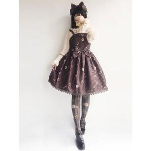ワンピース シフォン プリント柄 お茶会ロリィタジャンパースカート スチームパンク At038 Alita 通販 Yahoo ショッピング