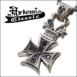 Artemis Classic ネックレス メンズ ブランド シルバー フローラル アイアンクロス ペンダント アルテミスクラシック