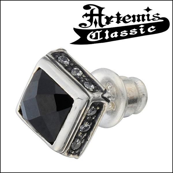 Artemis Classic ピアス メンズ ブランド 片耳 シルバー スクエア 黒 ブラックオニ...