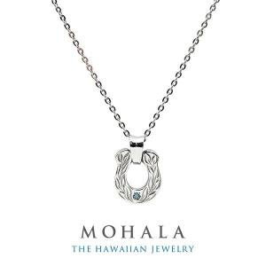 MOHALA モハラ ステンレス ハワイアンジュエリー マイレ リーフ ブルーダイヤモンド 馬蹄 ネックレス チェーン付き レディース ステンレスネックレス｜alize