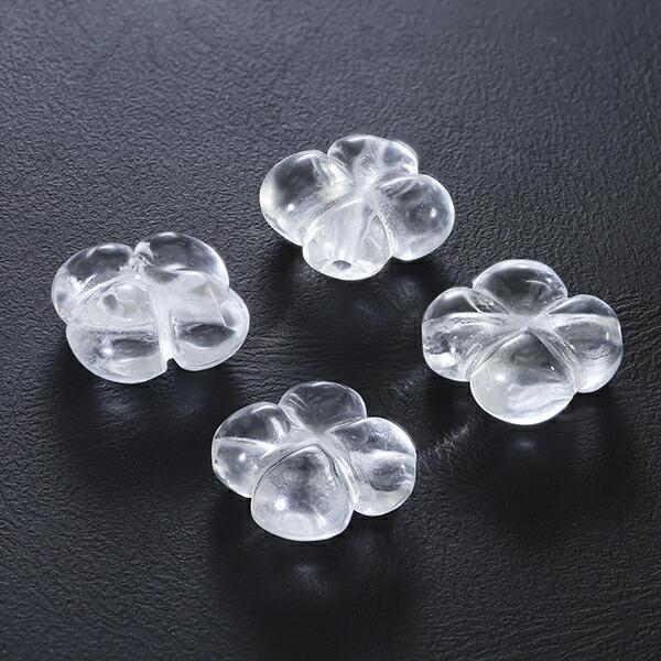 水晶 11mm 天然石 ビーズ 四葉 クローバー 4玉 セット 粒売り バラ売り パーツ パワースト...