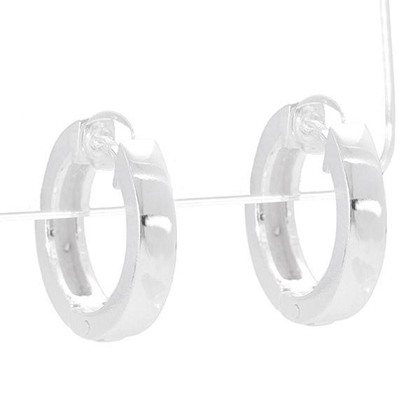 シンプル シルバー フープピアス 15mm×3mm 2P 両耳用 シルバーピアス リングピアス 中折...