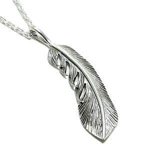 ネックレス メンズ シルバー フェザー 羽根 ソフトラ かっこいい フェザーネックレス チェーン付 ...