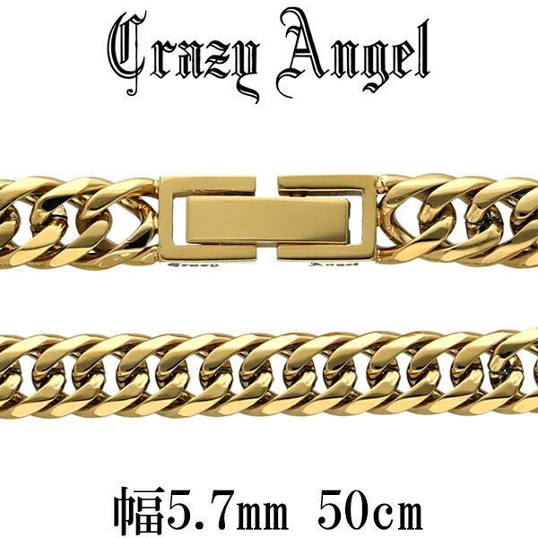 喜平ネックレス 6面 ダブル ゴールドカラー メンズ 幅5.7mm 50cm サージカルステンレス ...