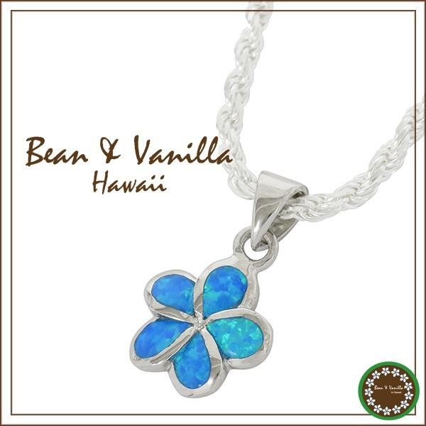 ビーン&amp;バニラ ハワイアンネックレス レディース シルバー プルメリア 小 シンセティックオパール ...