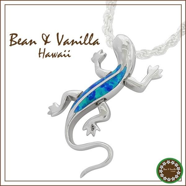 ビーン&amp;バニラ ハワイアンネックレス メンズ レディース シルバー ゲッコー ヤモリ シンセティック...