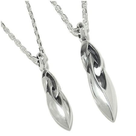 Ms collection ペアペンダント ネックレス シルバー ブランド シンプル シャープ Wリ...