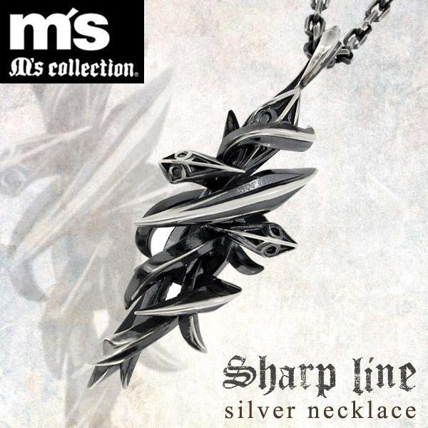Ms collection ネックレス メンズ ブランド シルバー シャープラインエッジ シルバー9...